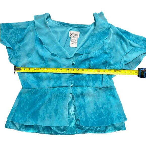 K Studio Sheer Layered Turquoise Blouse Size 16 - Picture 5 of 6